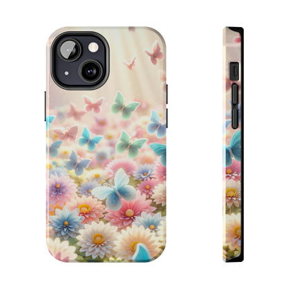 Butterfly Flower Garden - iPhone Case - Pastel Floral Protective Cover