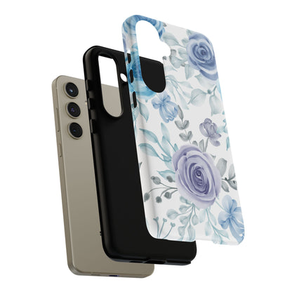 Elegant Blue & Violet Roses Samsung Galaxy Case – Artistic Floral Design for Stylish Protection