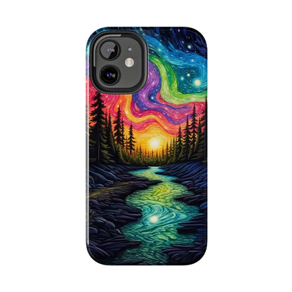 Celestial Nightscape iPhone Case – Vibrant River and Starry Sky Design