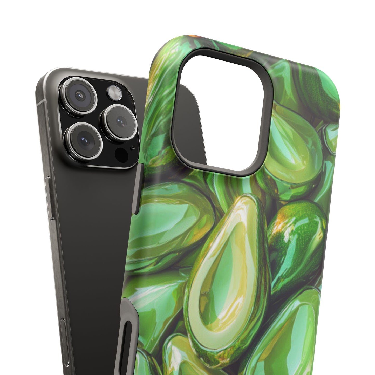 Glossy Avocado MagSafe iPhone Case – Sleek Green 3D Fruit Design, Durable and Stylish