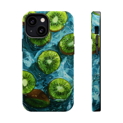 Tropical Kiwi Splash MagSafe iPhone Case – Tough Dual-Layer, Vibrant Summer Design