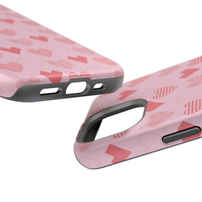 Striped Hearts MagSafe iPhone Case