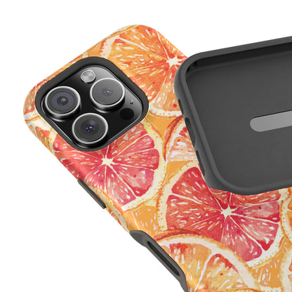 Watercolor Citrus Splash Tough MagSafe iPhone Case – Vibrant Fruit Print, Shock-Resistant Design