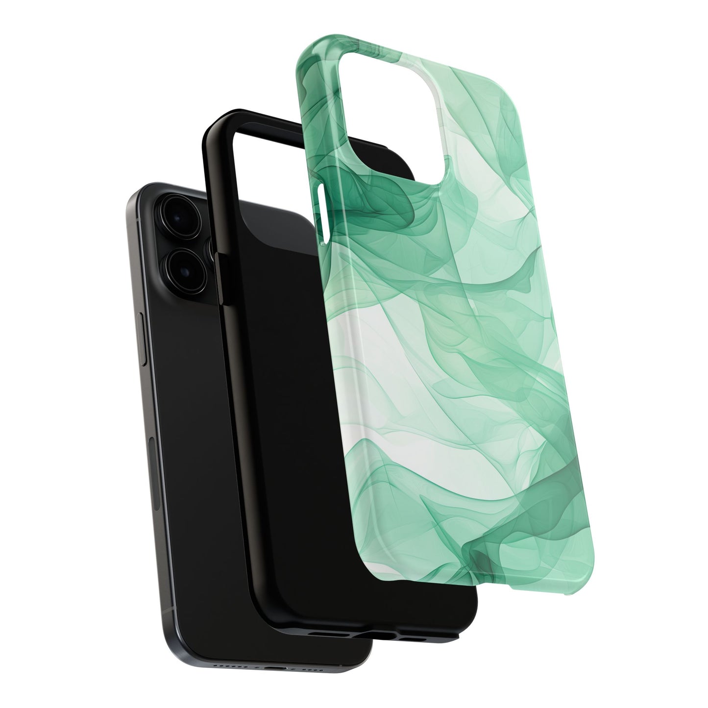 Translucent Flowing Green Fabric iPhone Case – Elegant Fluid Design - BOGO Cases