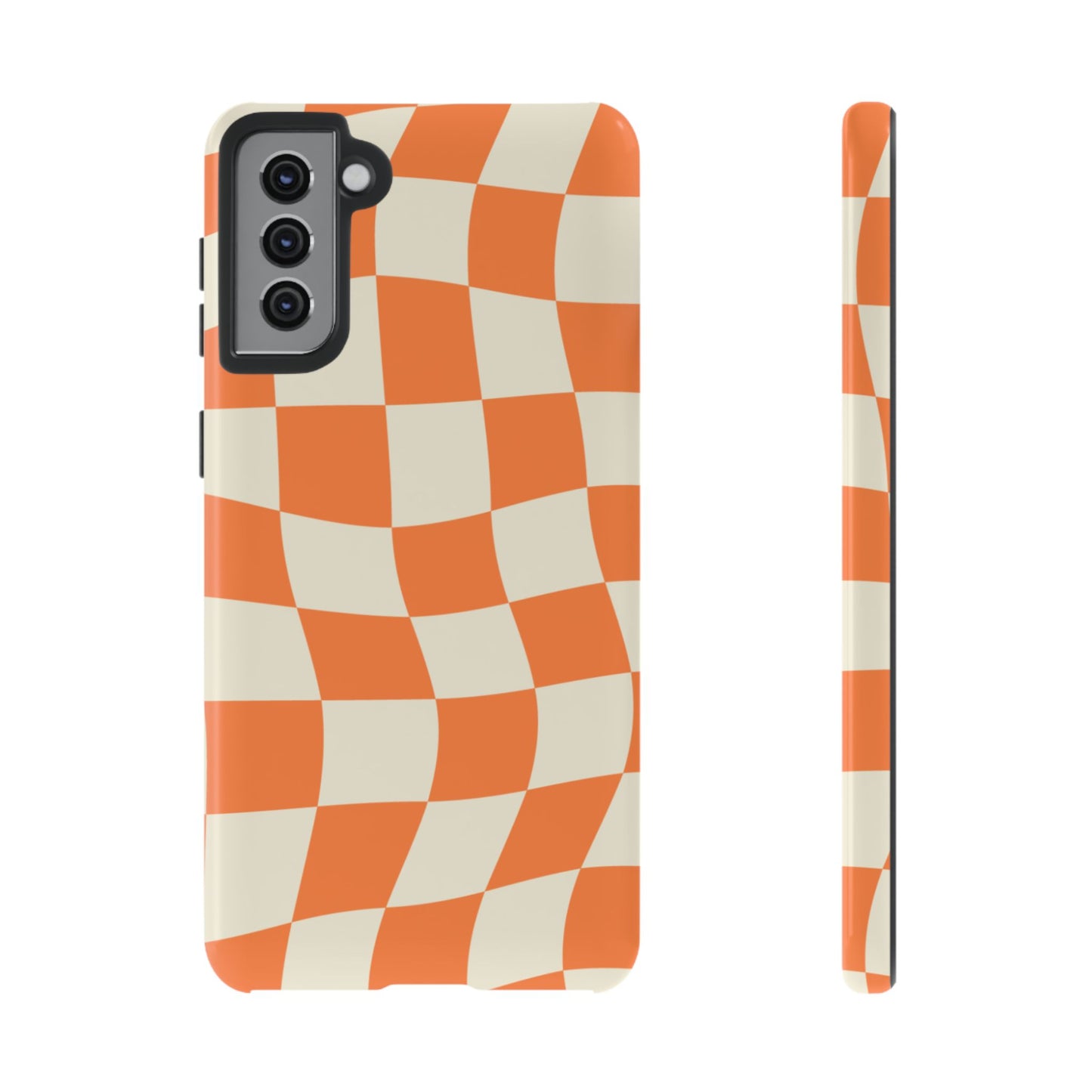 Wavy Retro Checkerboard Samsung Galaxy Case – Shockproof, Matte Finish, Dual-Layer Protection