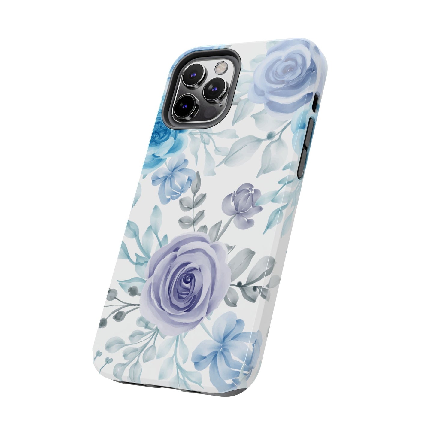 Elegant Blue & Violet Roses iPhone Case – Luxurious Floral Design for Chic Device Protection