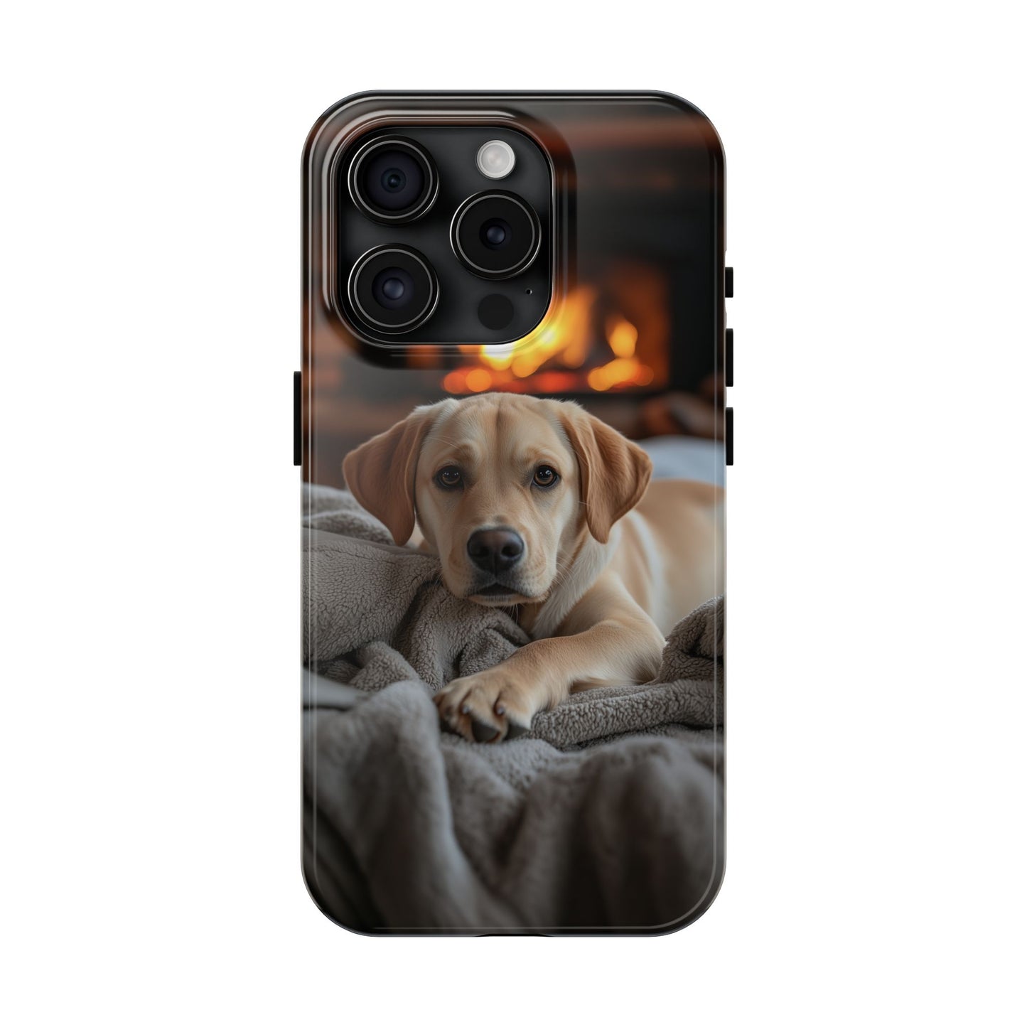 Cozy Golden Retriever by the Fireplace - iPhone Series Case