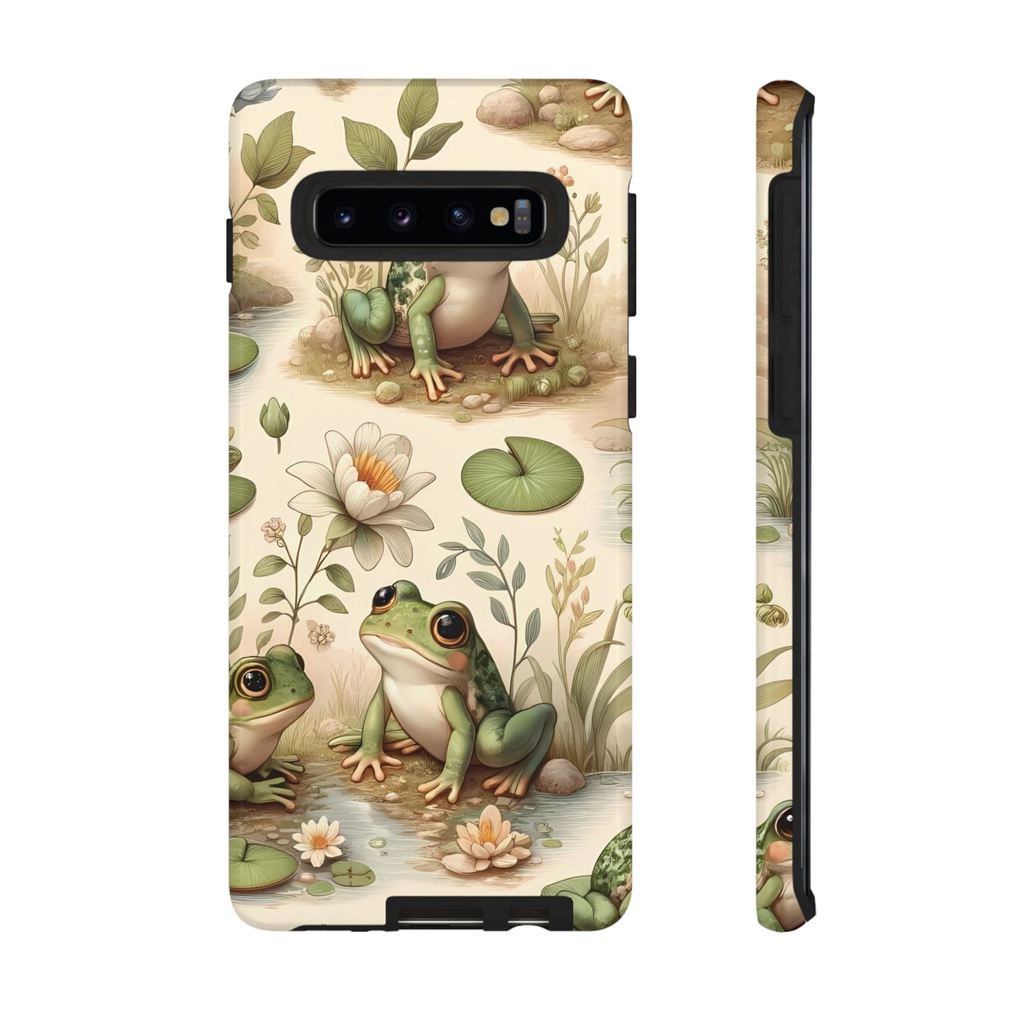 Cute Frogs Phone Case - Pond Pals Frolic - Charming Frog Lily Pad Phone Case for iPhone, Google & Samsung! Great Gift For Any Frog Lover!