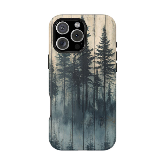 Misty Forest MagSafe iPhone Case - Rustic Nature-Inspired Protective Cover