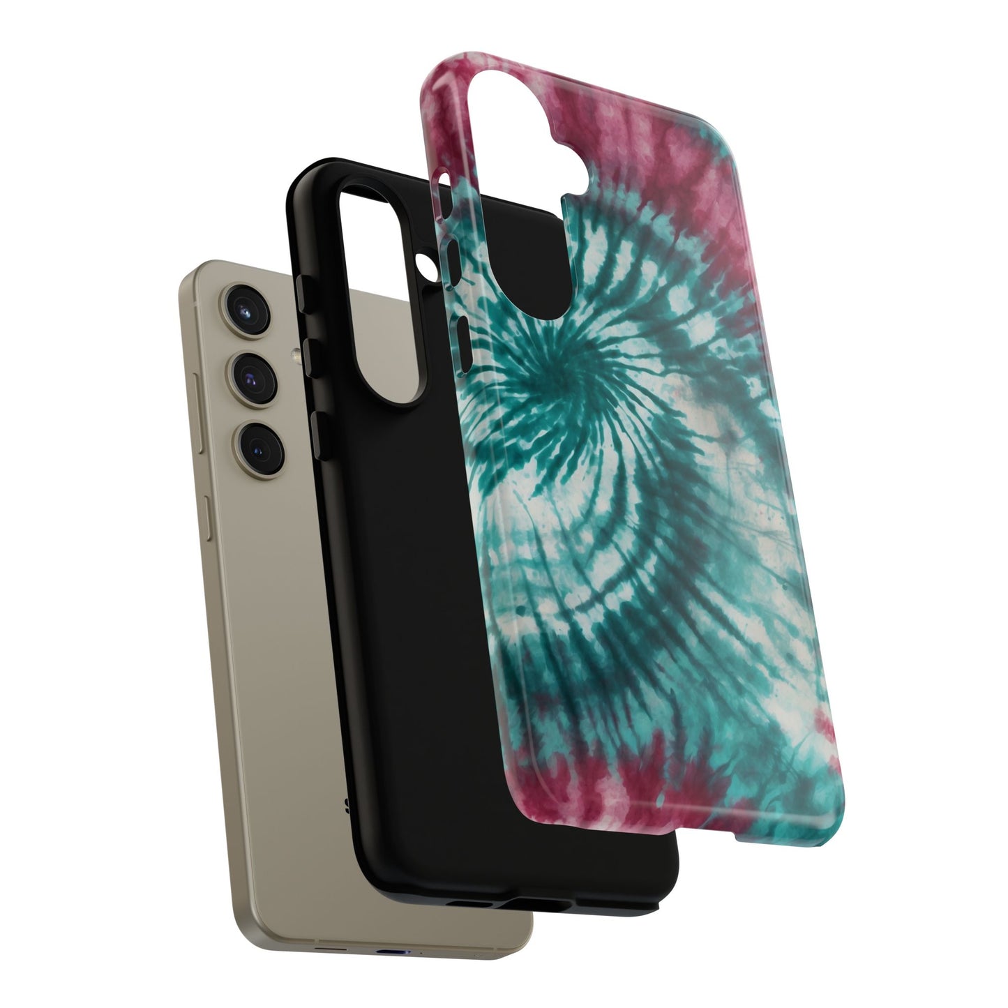 Teal and Pink Spiral Tie-Dye Samsung Galaxy Case – Boho Chic Design