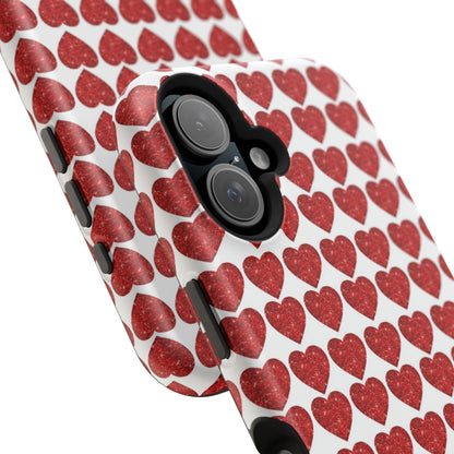 Red Glitter Hearts Charm MagSafe Case