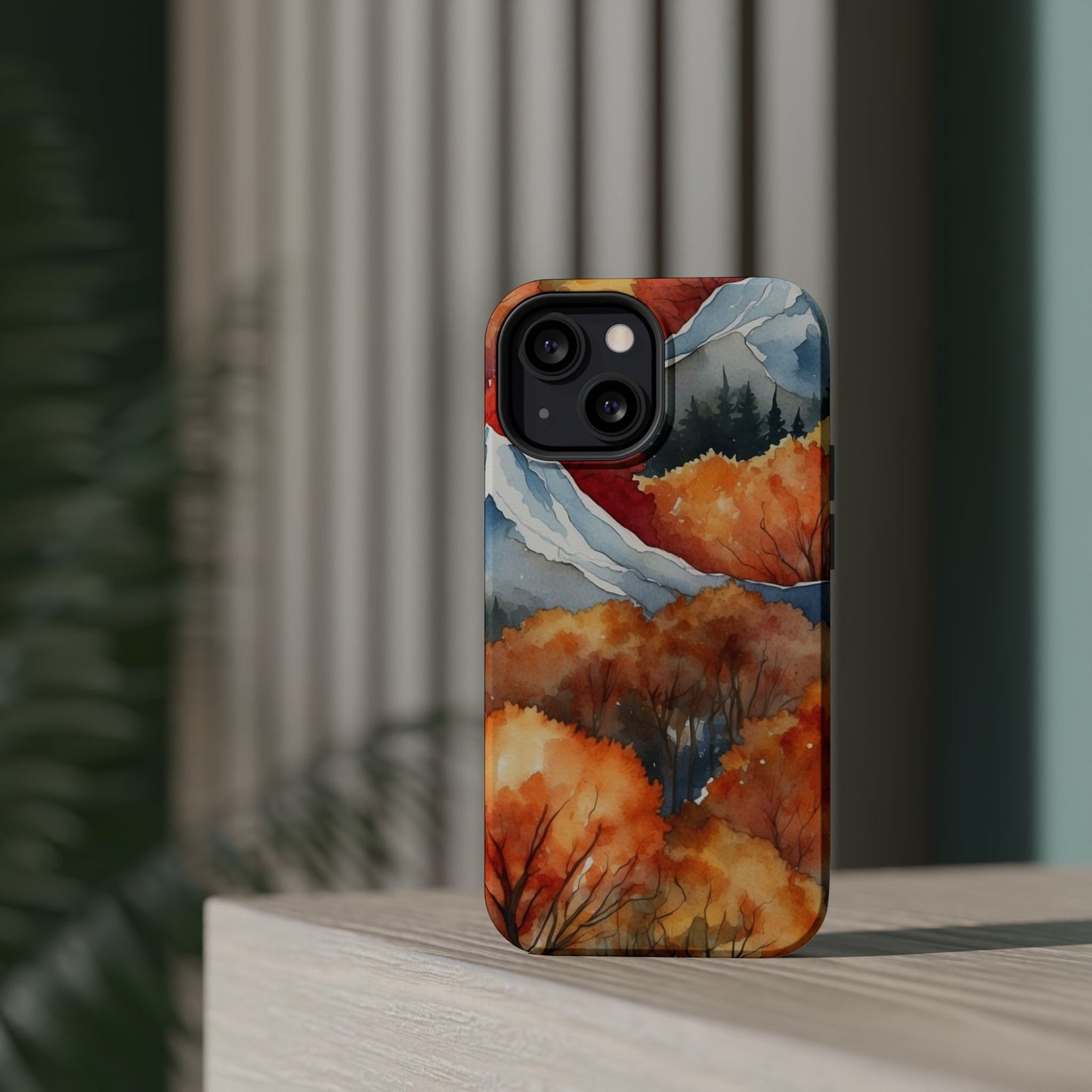 Autumn Mountain Forest Watercolor - MagSafe iPhone Case