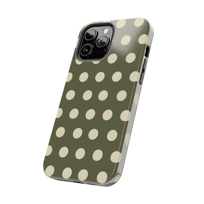 Vintage Green & Cream Polka Dots – iPhone Case