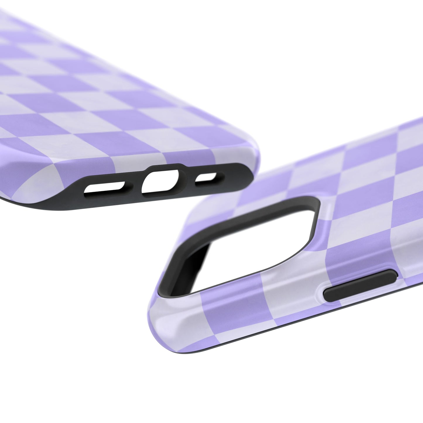 Lavender Checkerboard MagSafe iPhone Case – Shockproof, Smooth Matte Finish, Dual-Layer Design