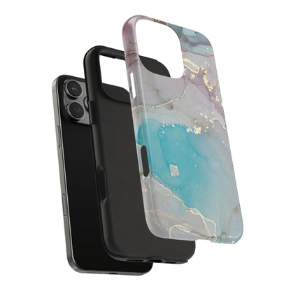 Sky Blue & Purple Marble Wave – iPhone Case with Fluid Swirl Pattern