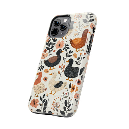 Farm Duck & Flowers iPhone Case – Vintage Floral Design