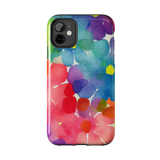 Rainbow Bloom Watercolor iPhone Case – Slim Design, Glossy Finish