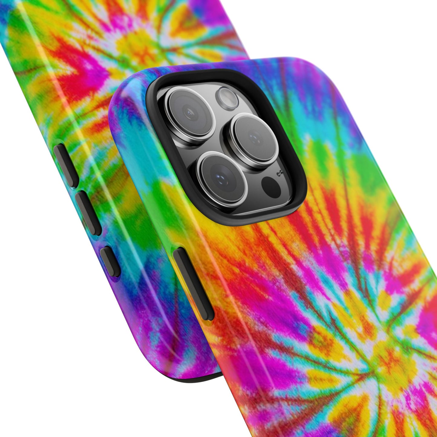 Rainbow Spiral Tie-Dye iPhone Case – Bright & Retro Design