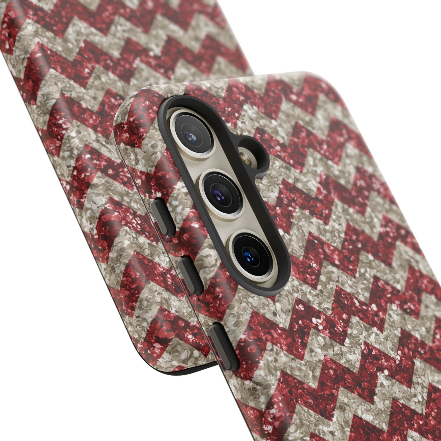 Sparkling Red & White Chevron – Glitter Illusion MagSafe iPhone Case