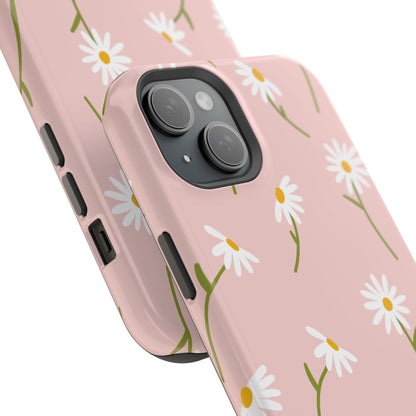 Daisy Delight Tough MagSafe iPhone Case – Cute Floral Design with Dual-Layer Protection