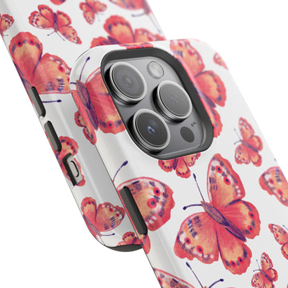 Coral Butterfly MagSafe iPhone Case – Slim, Protective Design with Bold Watercolor Print