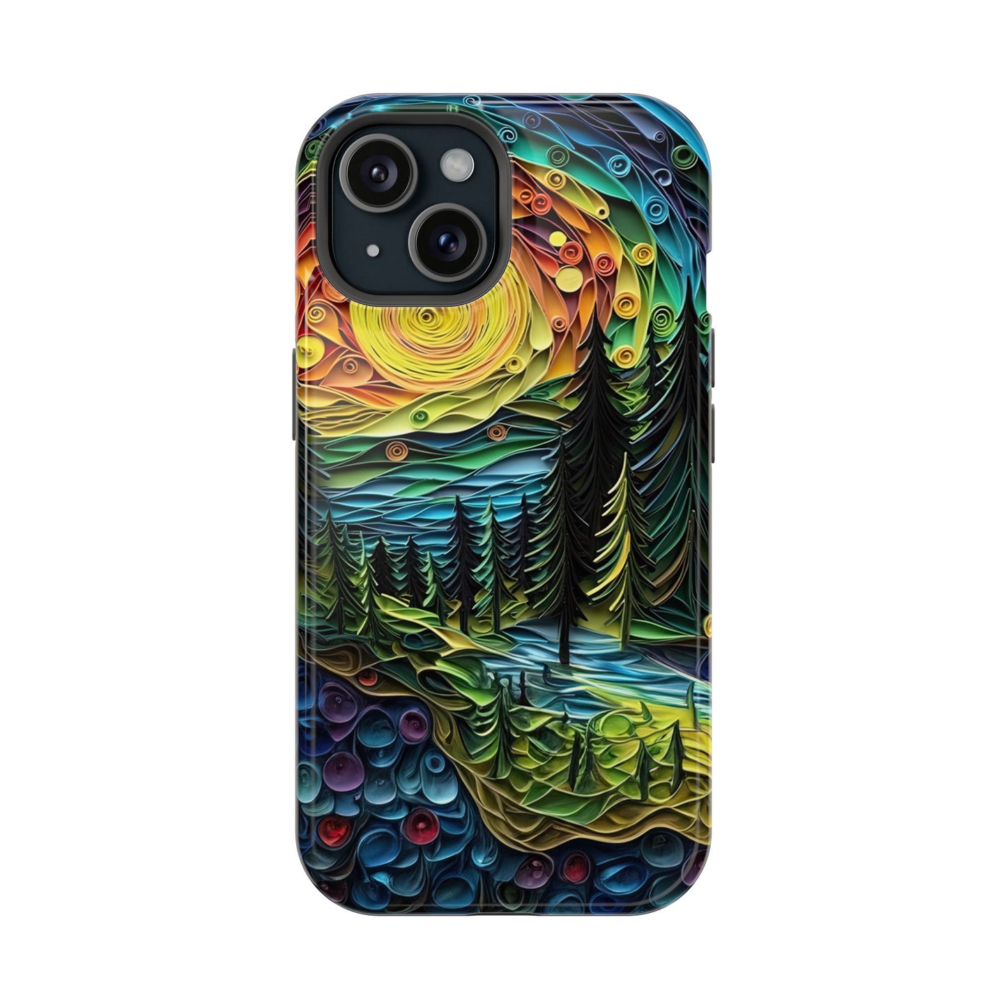 Radiant Forest Sunset MagSafe iPhone Case – Artistic Landscape Design