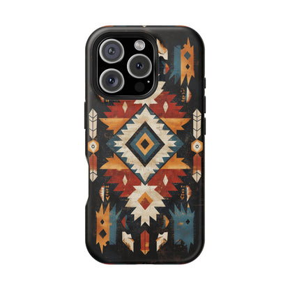 Southwestern Arrow & Diamond Tough MagSafe iPhone Case – Bold Tribal Design, Dual-Layer Protection