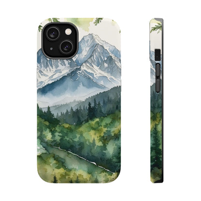 Watercolor Alpine Mountainscape - MagSafe iPhone Case