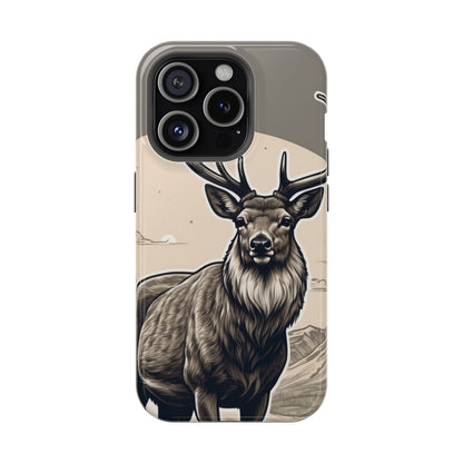 Monochrome Majesty – Regal Stag MagSafe iPhone Cases