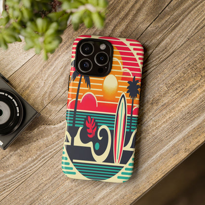 Retro Beach Vibes iPhone Case - Sunset Surfing Protective Cover