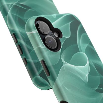 Emerald Flow MagSafe iPhone Case – Translucent Green Fabric-Inspired Design