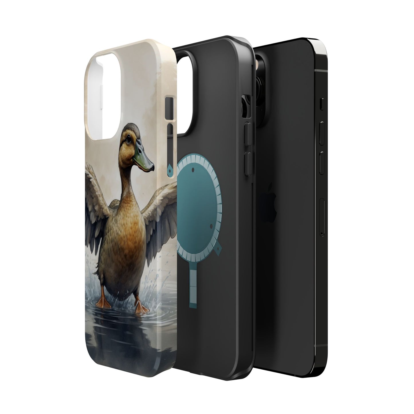 Graceful Duck in Watercolor Scene - MagSafe iPhone Case