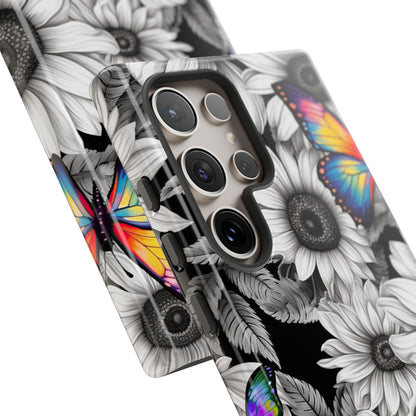 Rainbow Butterflies & Monochrome Sunflowers – Samsung Galaxy Case