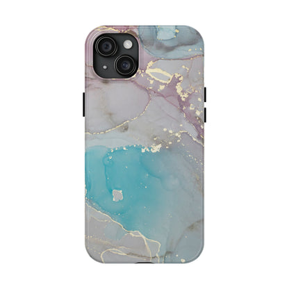 Sky Blue & Purple Marble Wave – iPhone Case with Fluid Swirl Pattern