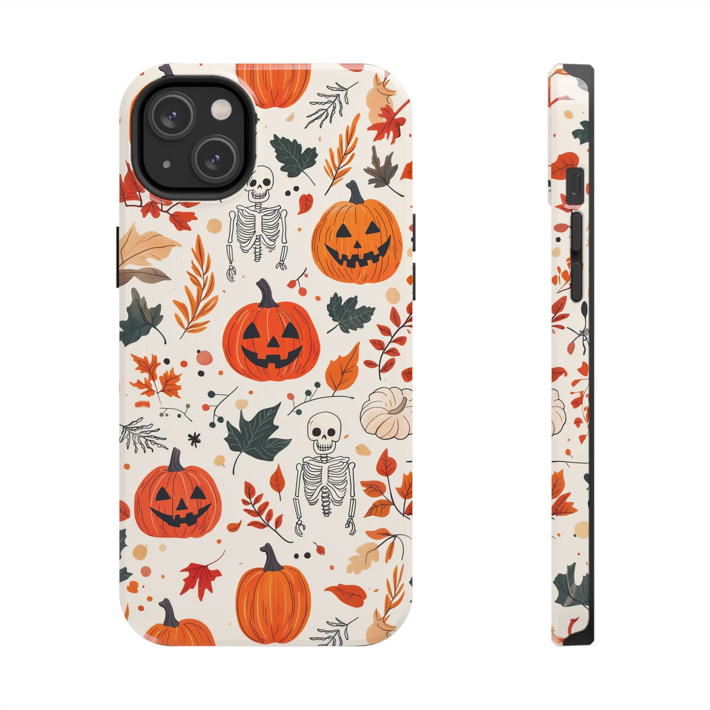 Halloween Pumpkin & Skeleton iPhone Case – Spooky Autumn Design