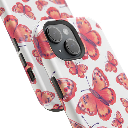 Coral Butterfly MagSafe iPhone Case – Slim, Protective Design with Bold Watercolor Print