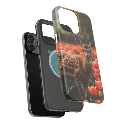 Fawn Among Tulips MagSafe iPhone Case