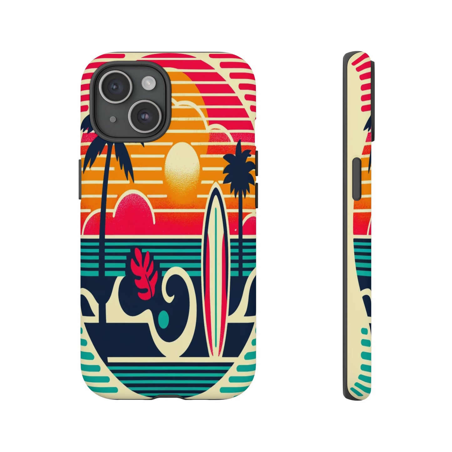 Retro Beach Vibes iPhone Case - Sunset Surfing Protective Cover