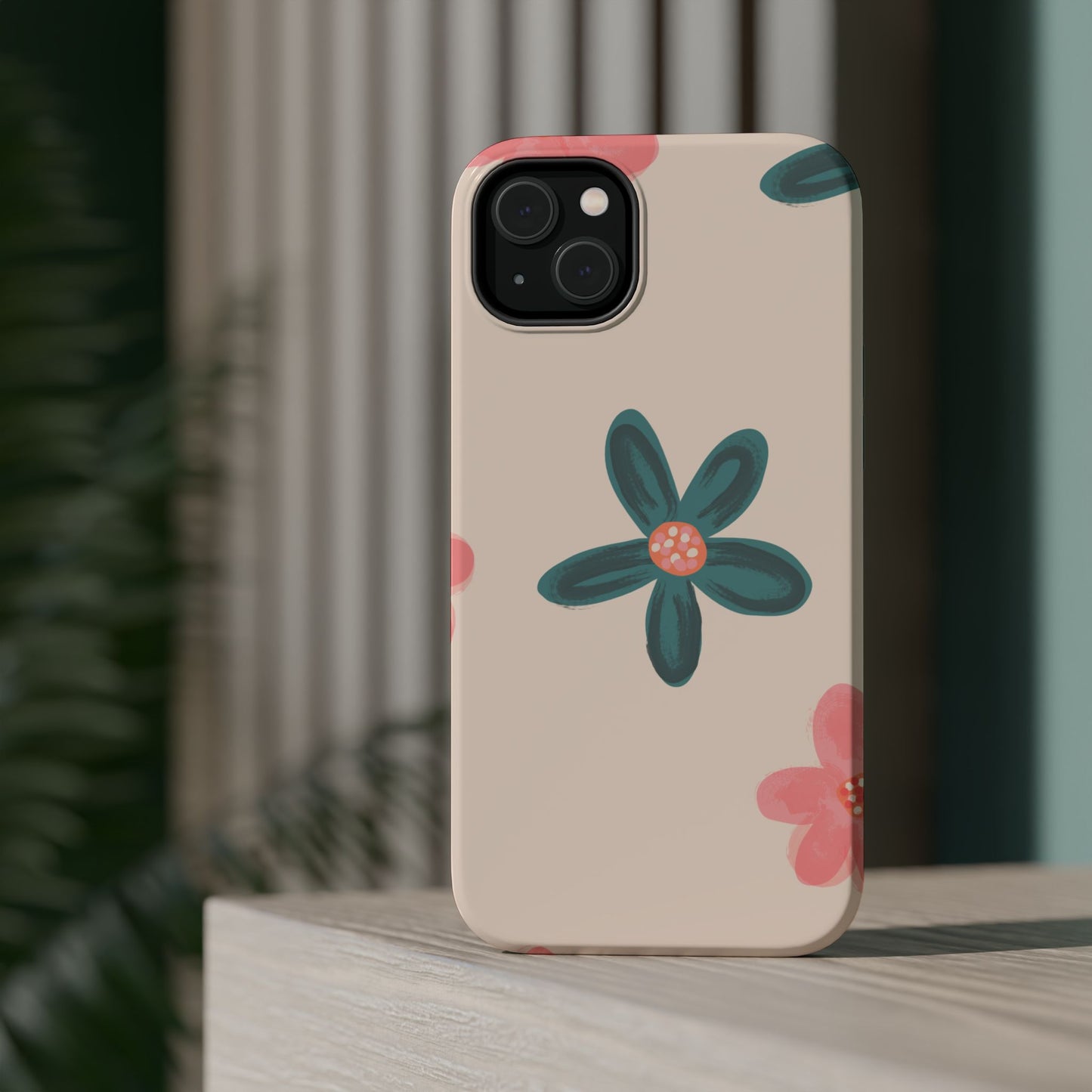 Vintage Floral Tough MagSafe iPhone Case – Soft Matte Finish with Dual-Layer Protection