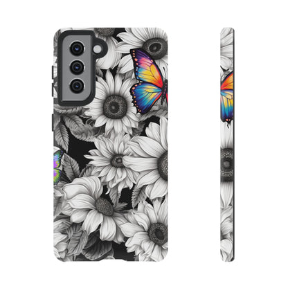 Rainbow Butterflies & Monochrome Sunflowers – Samsung Galaxy Case