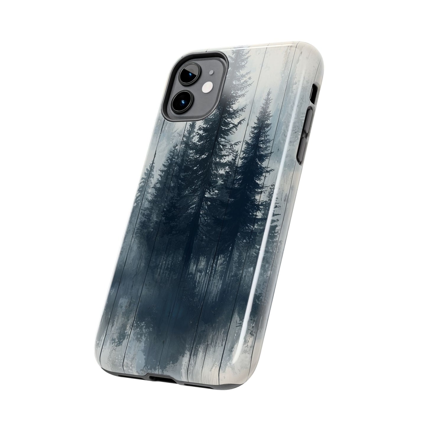 Rustic Pine Forest iPhone Case - Blue Toned Woodland Country Design