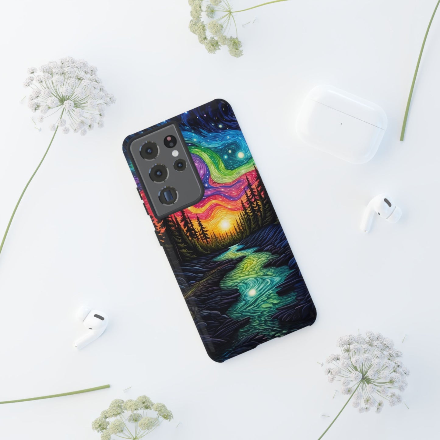 Celestial Nightscape Samsung Galaxy Case – Vibrant River and Starry Sky Design