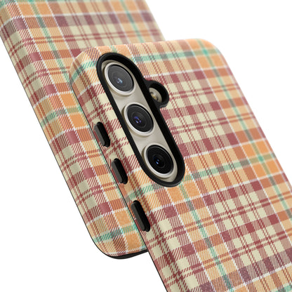 Retro Chic Plaid Samsung Galaxy Case in Red, Orange, Green & Cream – Timeless Vintage Design