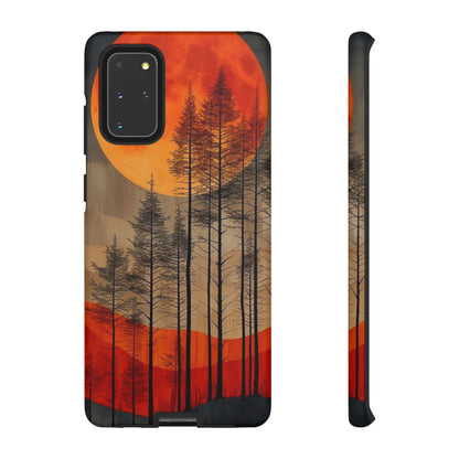 Moody Forest Moonrise Samsung Galaxy Case – Dark Landscape Design, Dual-Layer Protection