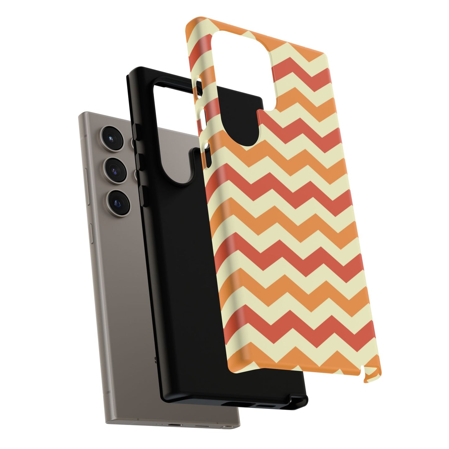 Warm Sunset Chevron – Orange, Red & Cream Geometric Samsung Galaxy Case