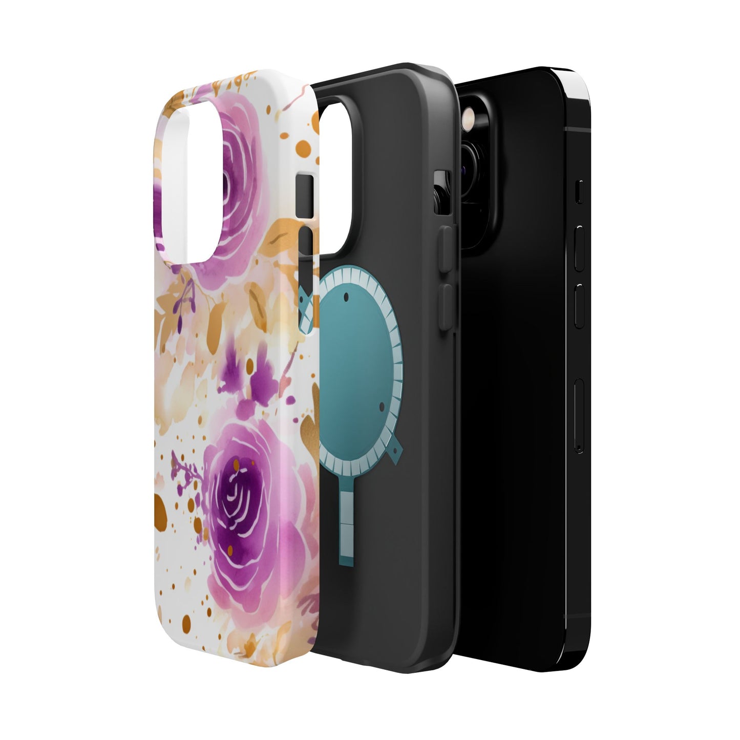 Soft Purple & Gold Floral Splash - MagSafe iPhone Series Case