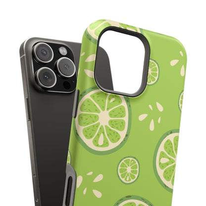 Zesty Lime Splash Tough MagSafe iPhone Case – Fresh Citrus Design, Dual-Layer Protection