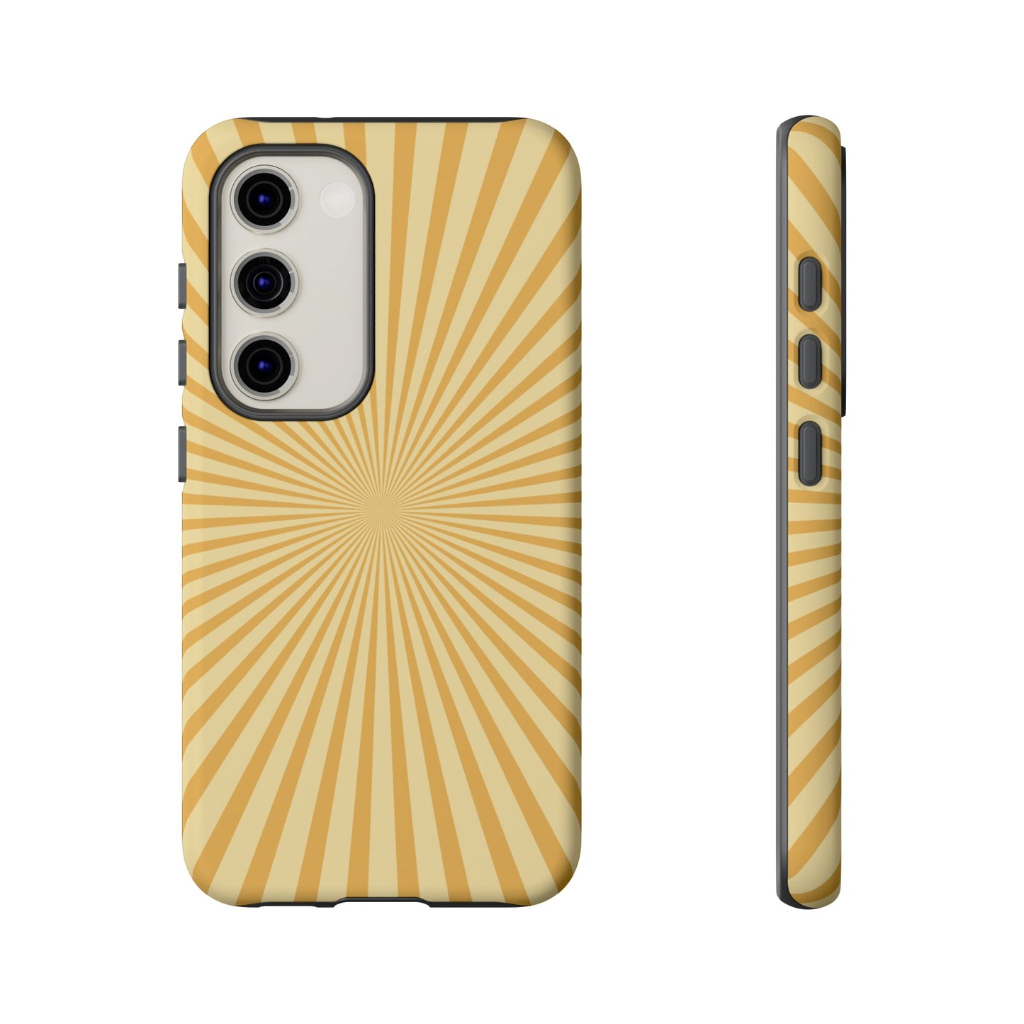 Golden Sunburst Samsung Galaxy Case – Retro Radiant Design with Dual-Layer Protection