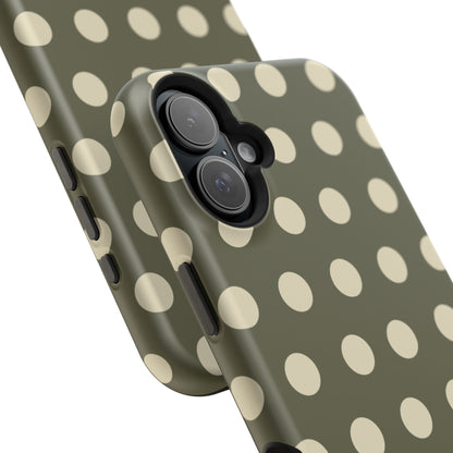 Vintage Green & Cream Polka Dots – MagSafe iPhone Case