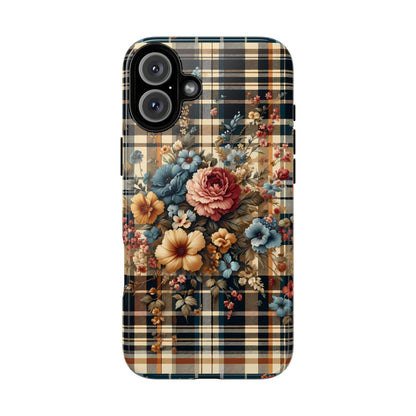 Vintage Floral Checkered Phone Case